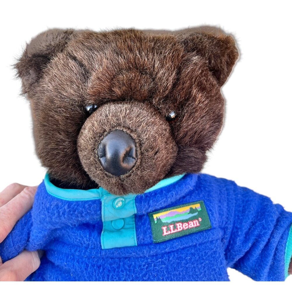 L.L. Bean Plush Bear 17" With Blue Fleece Jacket By Douglas Co Polyester Fibers - Picture 6 of 11